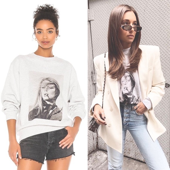 ANINE BING TERRY O’NEILL Brigitte Bardot Crewneck Ramona Pullover Sweatshirt XS - Picture 3 of 16